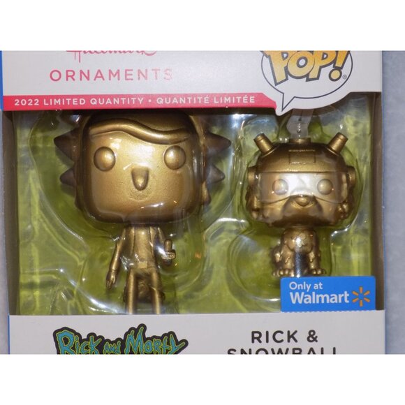 Funko POP! Rick and Morty - RICK & SNOWBALL Hallmark Christmas Ornament (Gold) - Picture 6 of 8